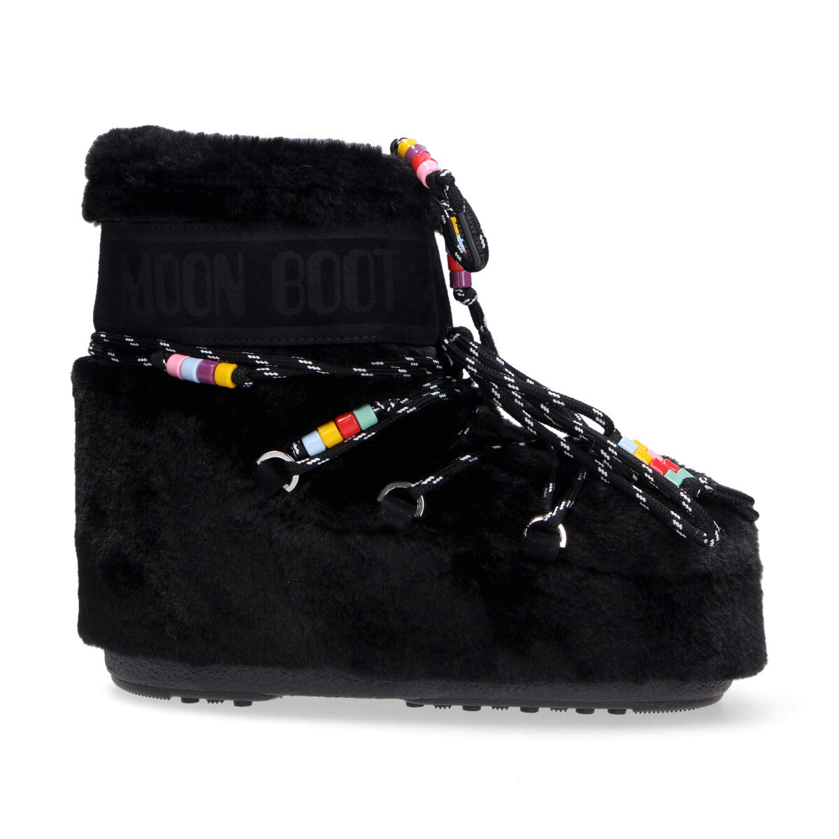 Moon Boot Icon Low Faux Fur Beads nero