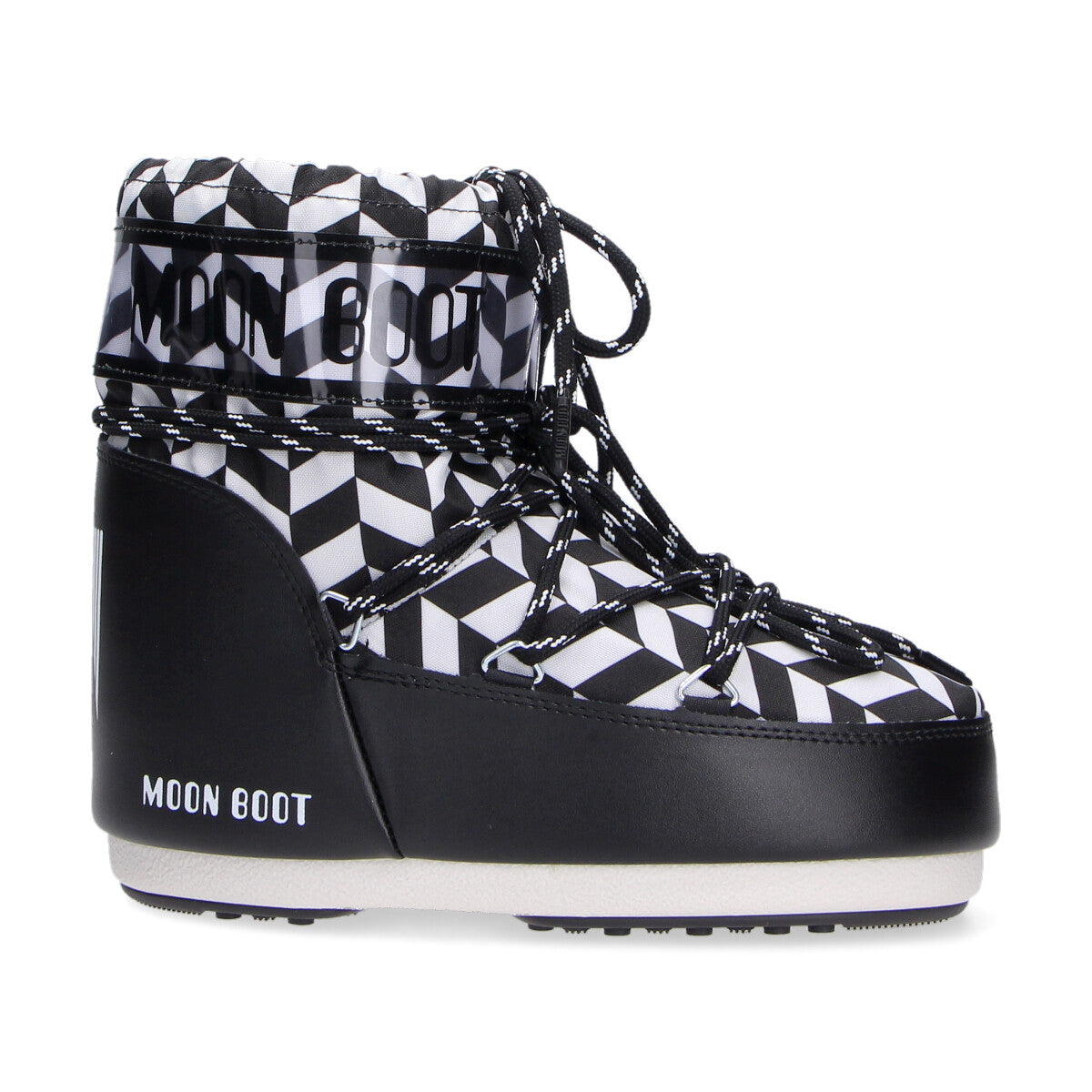 Moon Boot Icon Low nero con stampa optical