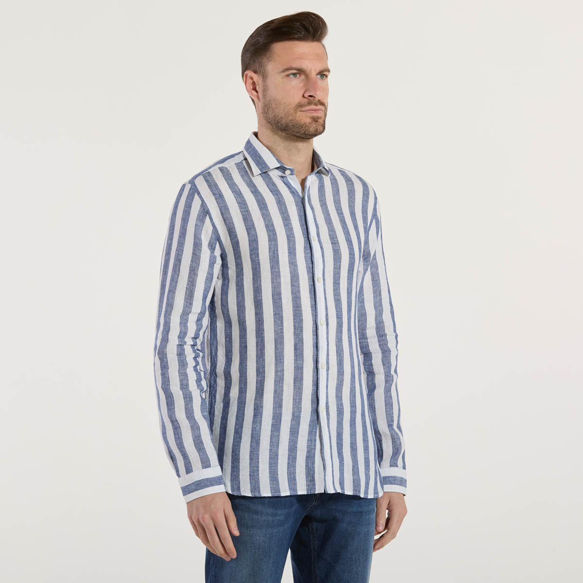 Xacus camicia legacy collection in lino a righe