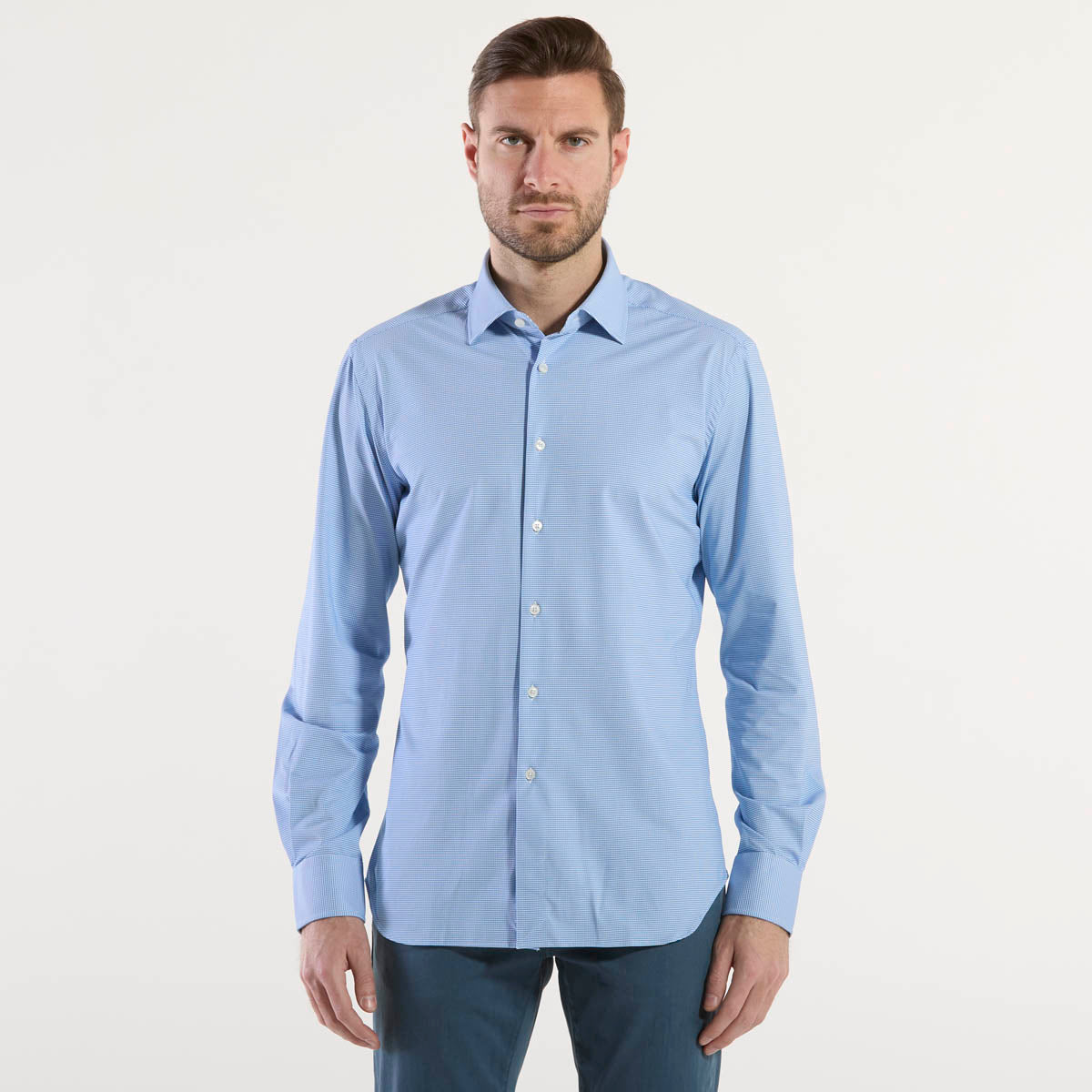 Xacus active shirt pied de poule azzurra