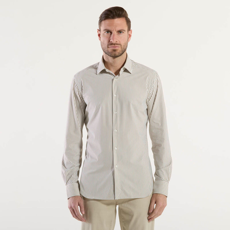 Xacus active shirt in tessuto a righe beige