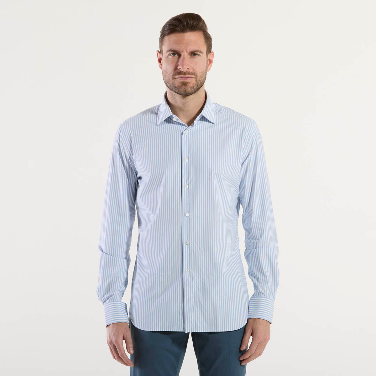 Xacus active shirt in tessuto a righe azzurra