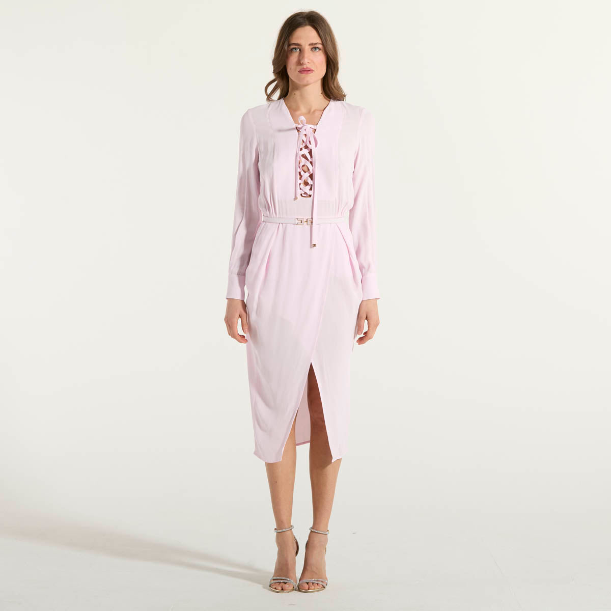 Elisabetta Franchi abito in georgette rosa