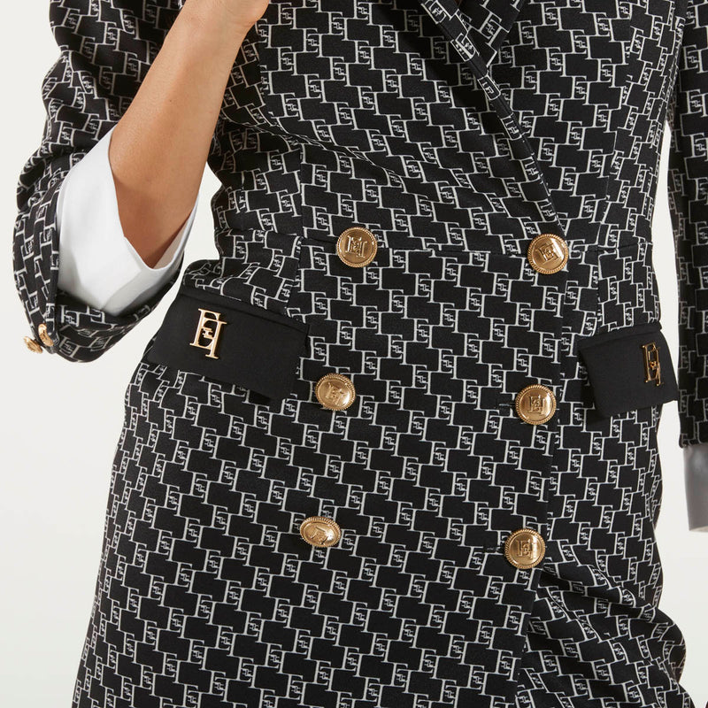 Elisabetta Franchi robe manteau logato nero