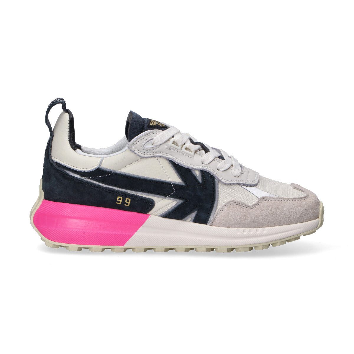 Kaotiko sneaker in camoscio bianca nera fucsia