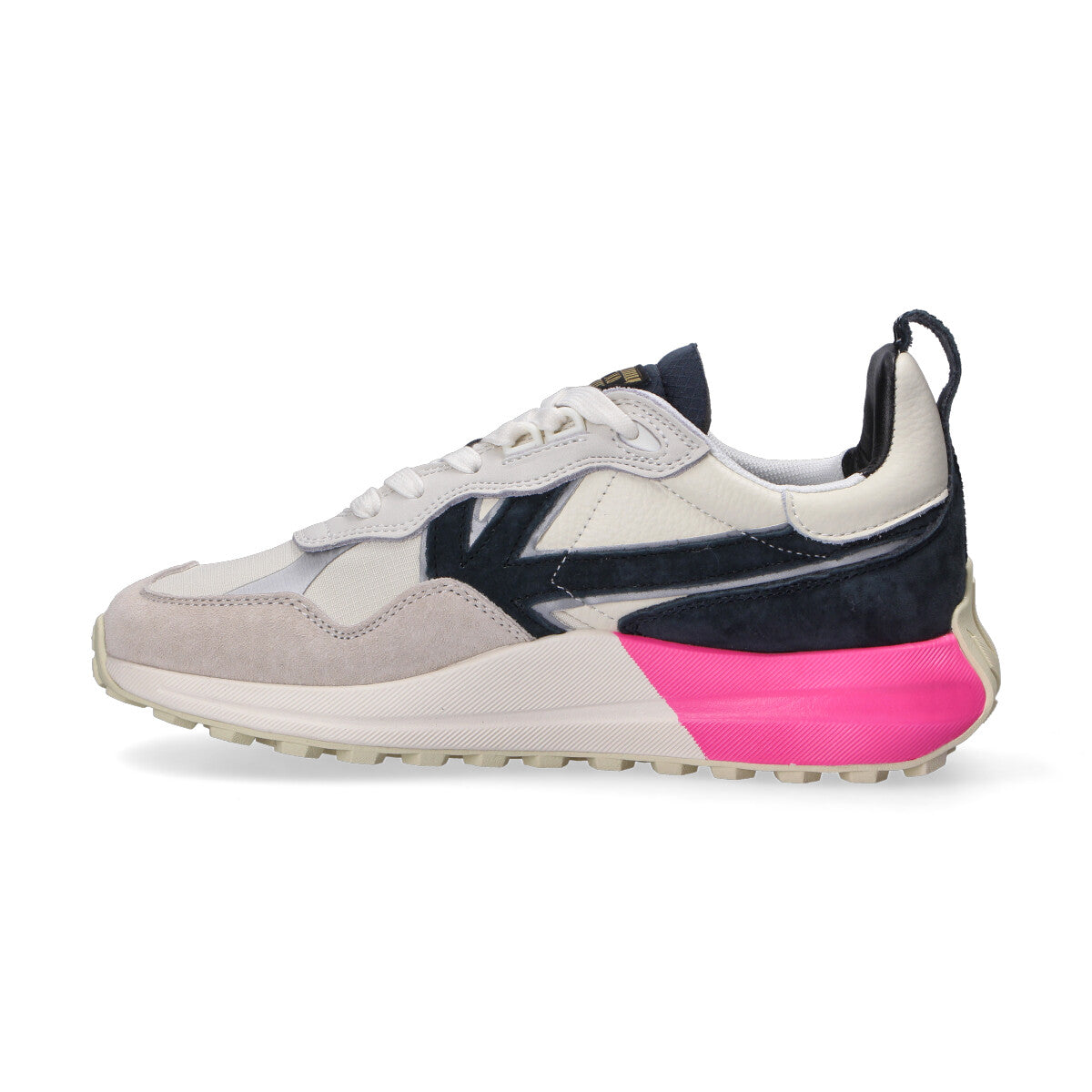 Kaotiko sneaker in camoscio bianca nera fucsia