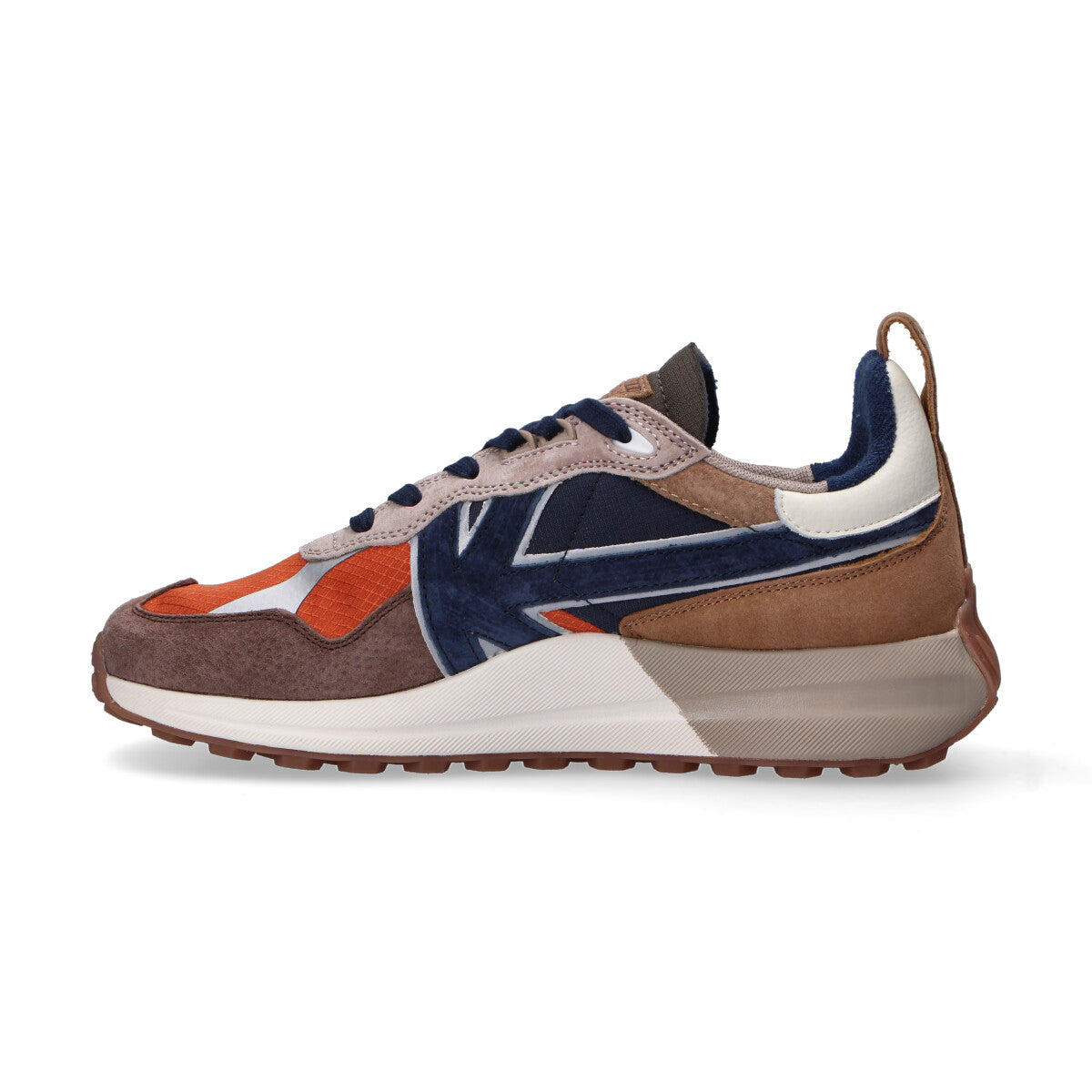 kaotiko sneaker camoscio marrone blu arancio