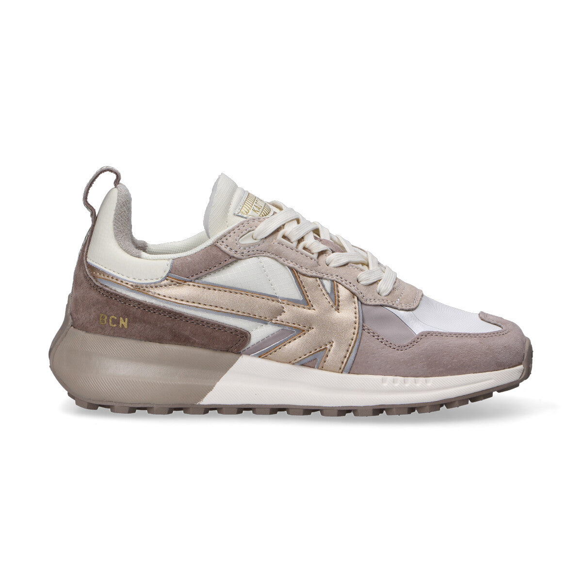 Kaotiko sneaker in camoscio beige bianco oro