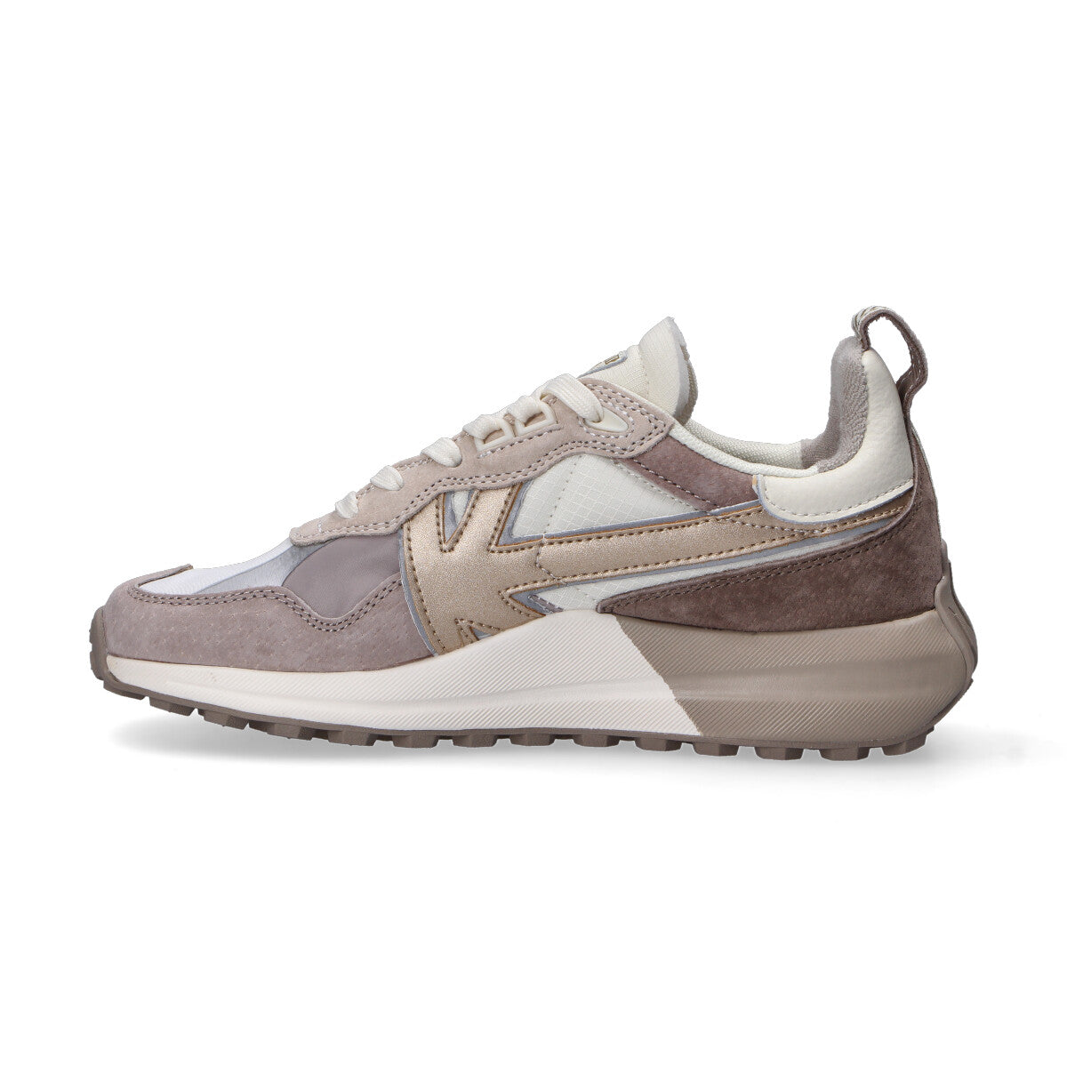 Kaotiko sneaker in camoscio beige bianco oro