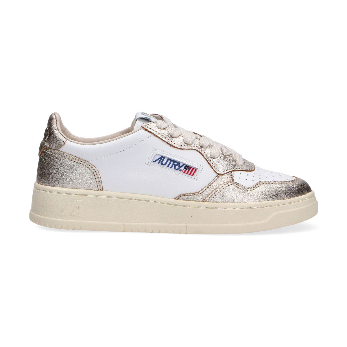 Autry Sneaker Medalist low in pelle bianco oro