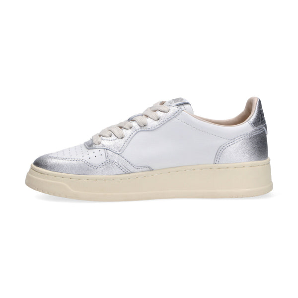 Autry Sneaker Medalist low in pelle bianco argento