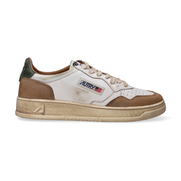 Autry Sneaker Vintage in pelle bianca e beige