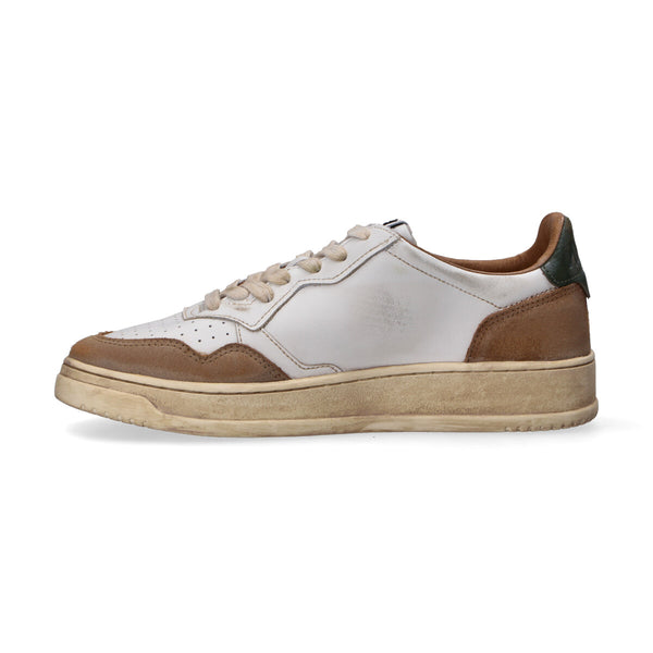 Autry Sneaker Vintage in pelle bianca e beige