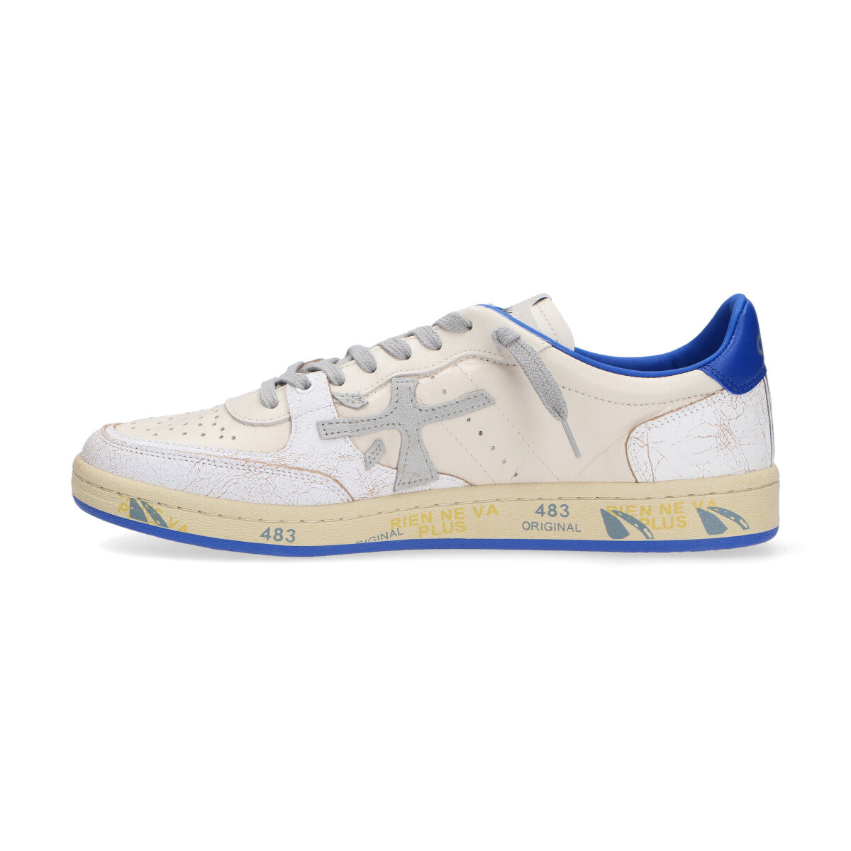 Premiata sneaker Basket Clay bianca blu