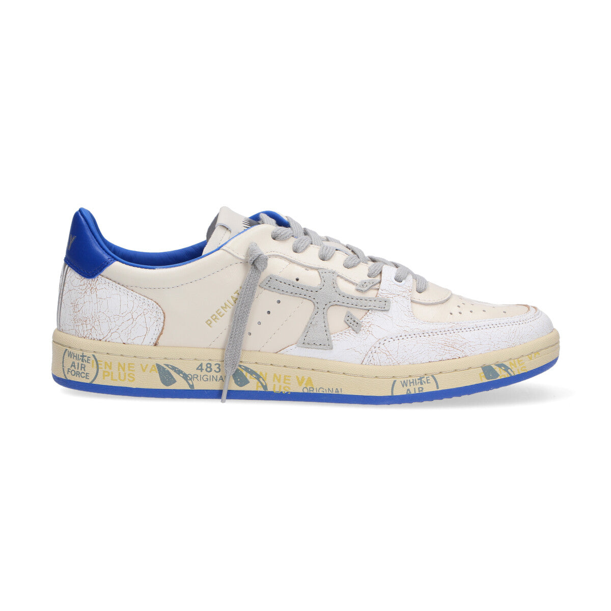 Premiata sneaker Basket Clay bianca blu