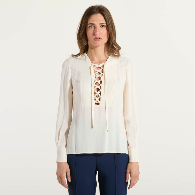 Elisabetta Franchi blusa in georgette con lacci