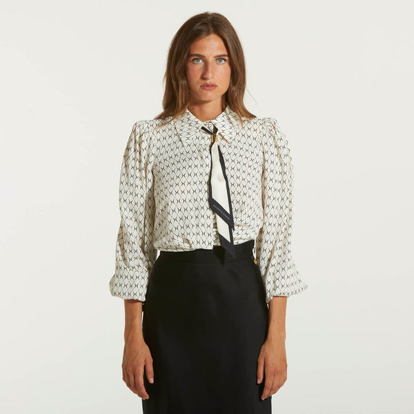 Elisabetta Franchi camicia cropped stampa rombo