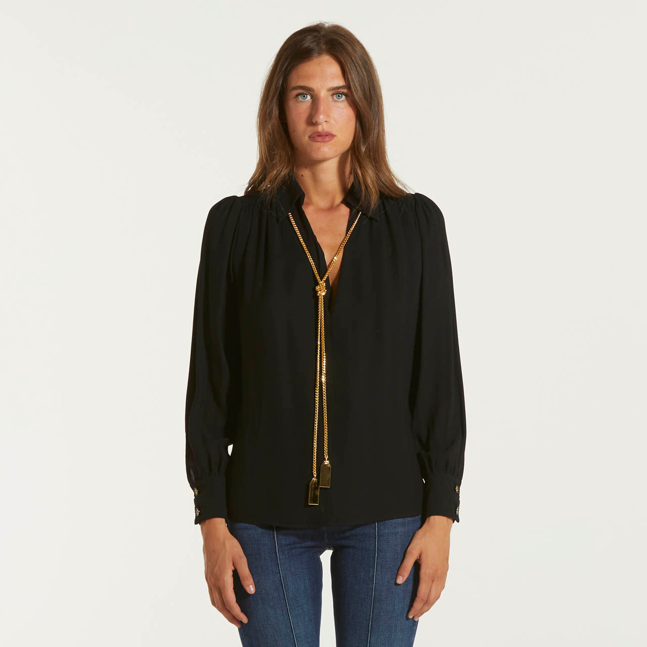 Elisabetta Franchi blusa in georgette con charms