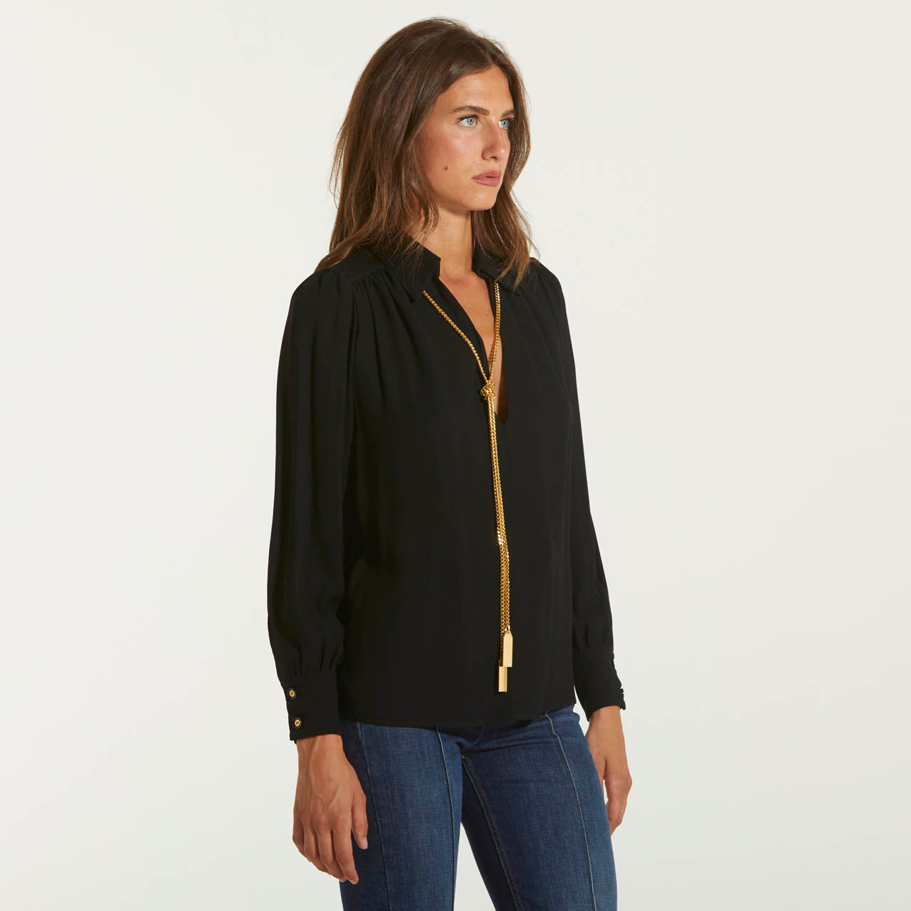 Elisabetta Franchi blusa in georgette con charms