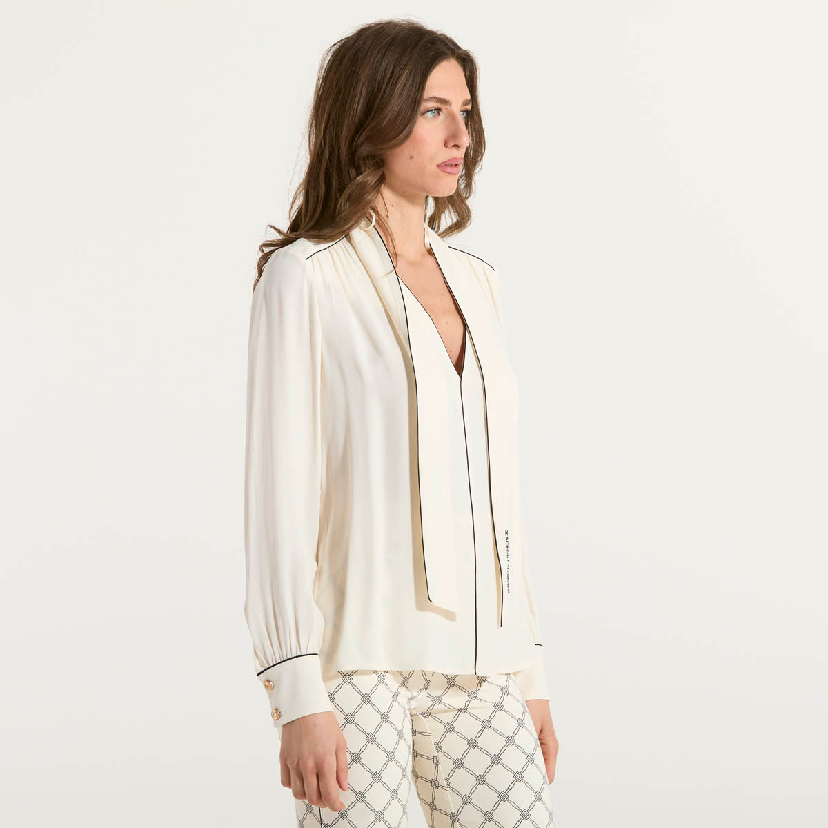 Elisabetta Franchi camicia in georgette avorio