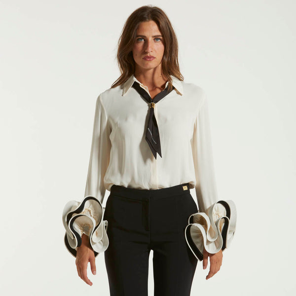 Elisabetta Franchi camicia in georgette con ruches