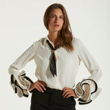 Elisabetta Franchi camicia in georgette con ruches