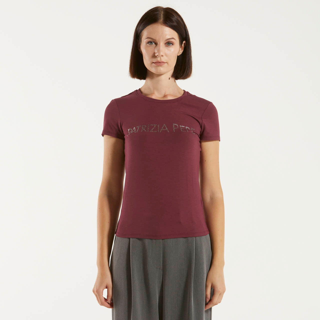 Patrizia Pepe t-shirt bordeaux logata