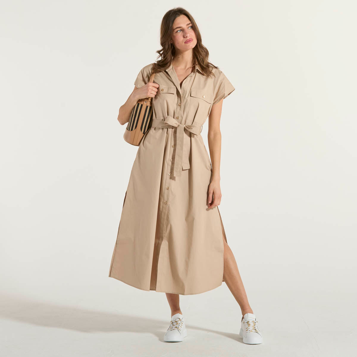 Dondup chemisier in popeline di cotone beige