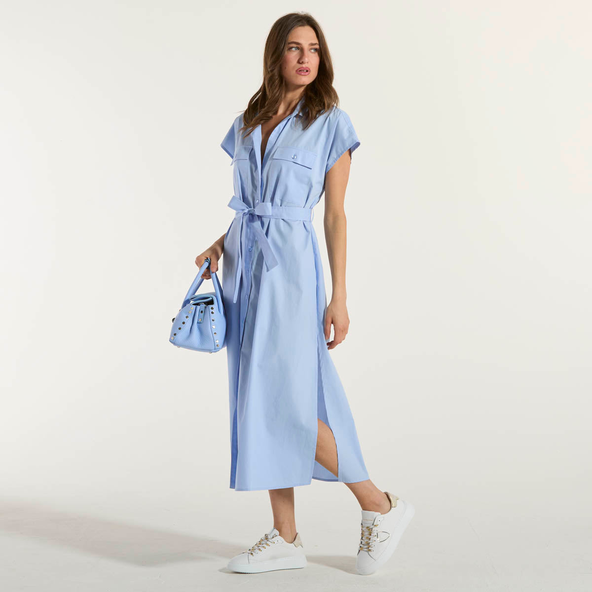 Dondup chemisier in popeline di cotone azzurro