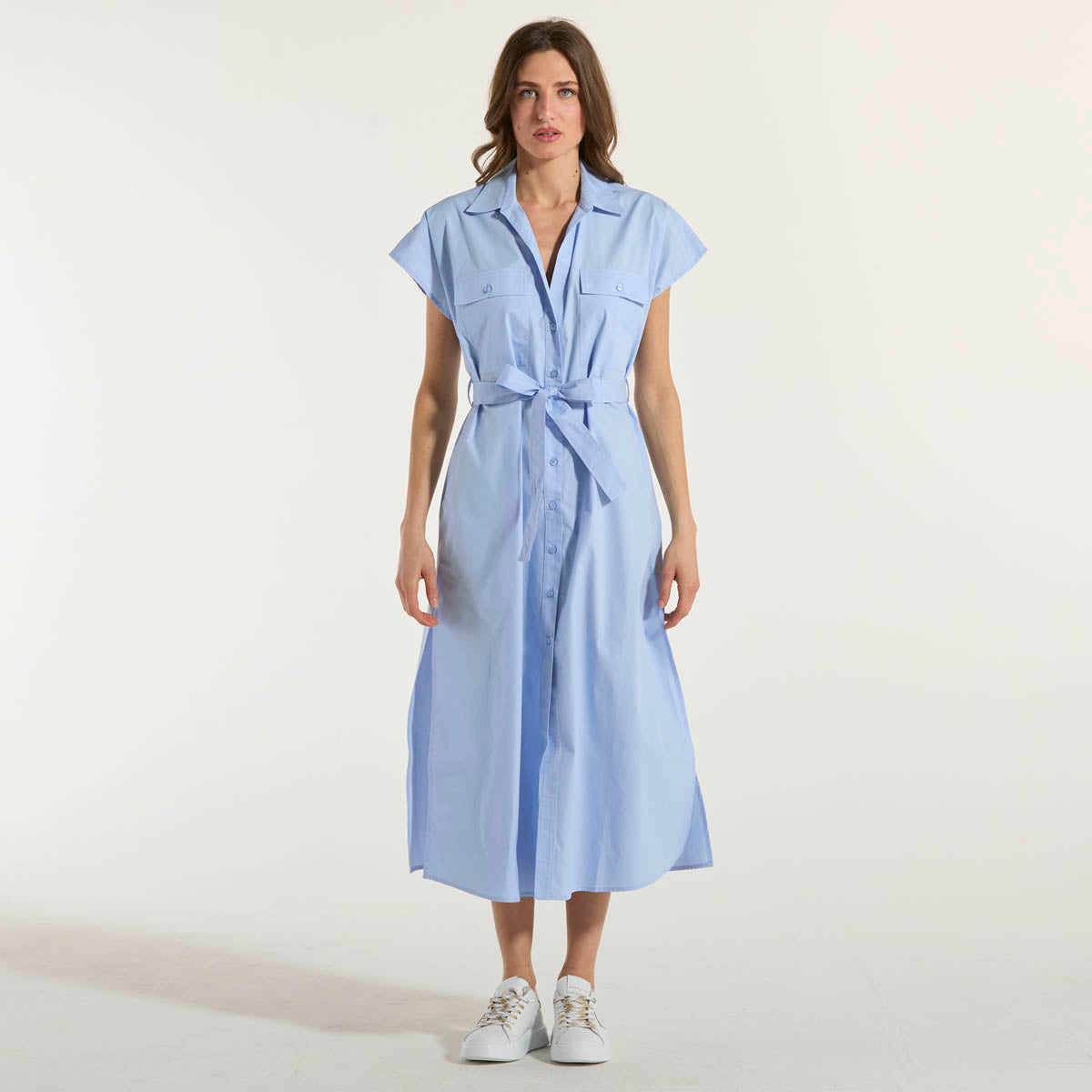 Dondup chemisier in popeline di cotone azzurro