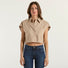 Dondup camicia crop in popeline di cotone beige