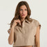 Dondup camicia crop in popeline di cotone beige