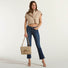 Dondup camicia crop in popeline di cotone beige