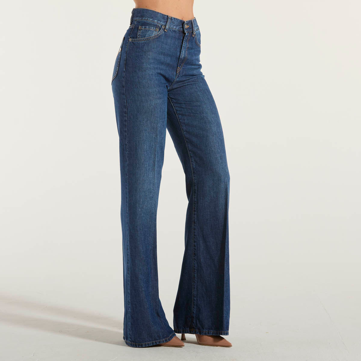 Dondup jeans amber a palazzo in denim scuro