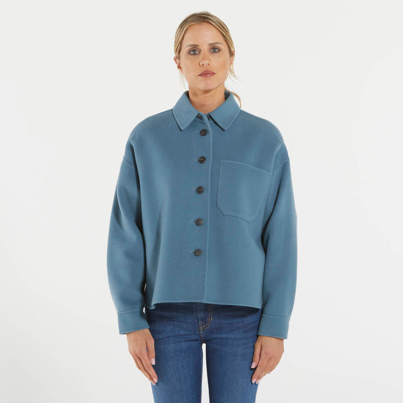 Max Mara giacca camicia blu avio