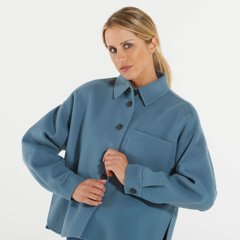 Max Mara giacca camicia blu avio