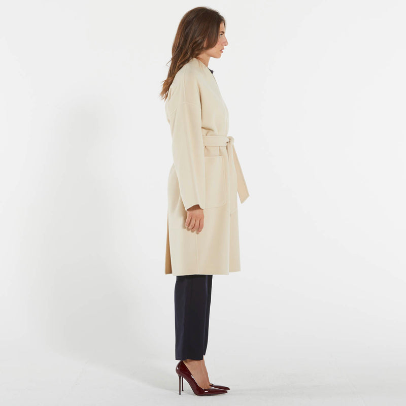 Max Mara cappotto a vestaglia in lana beige