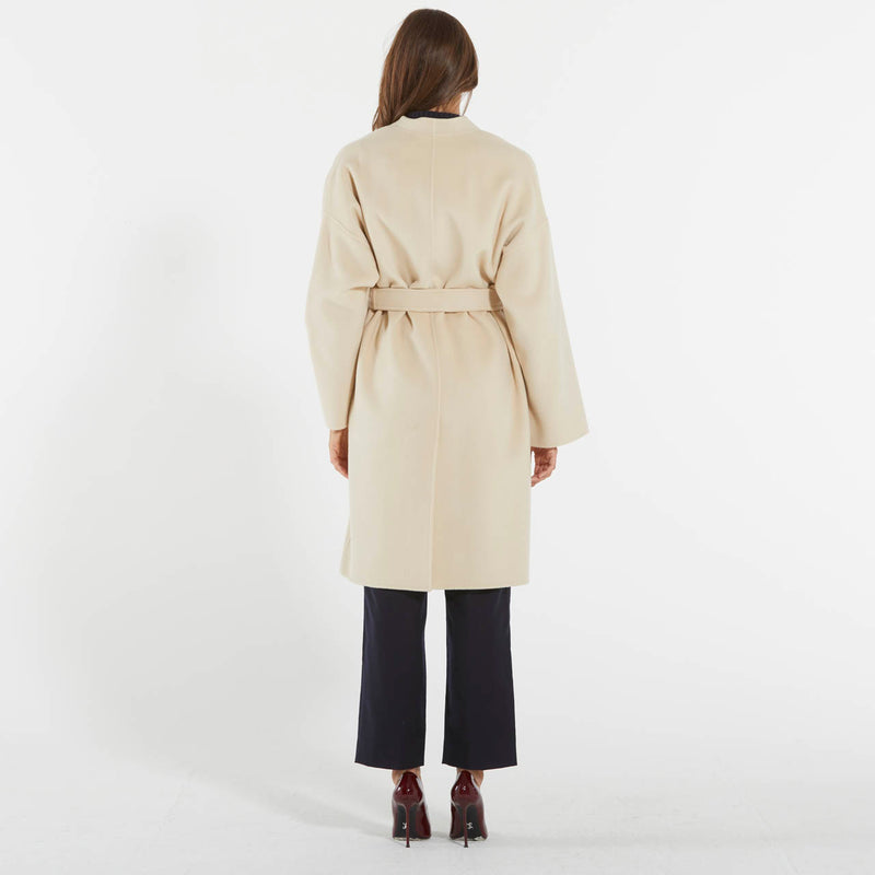 Max Mara cappotto a vestaglia in lana beige