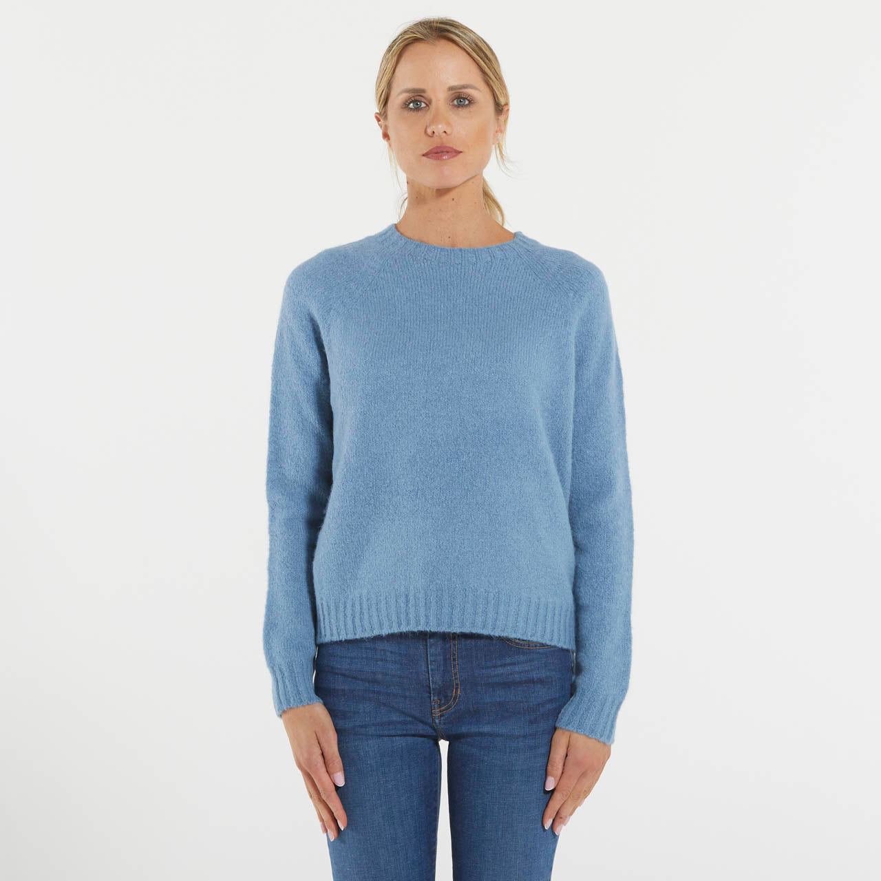 Max Mara maglia azzurra in alpaca e cotone