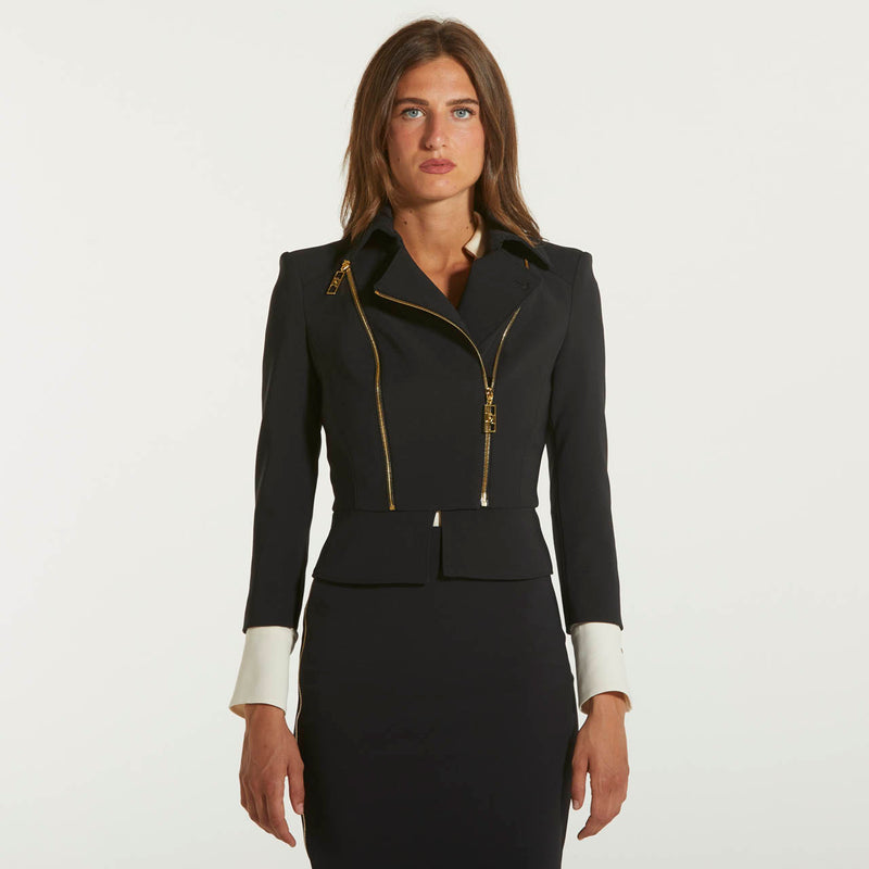 Elisabetta Franchi giacca in crêpe stretch nero