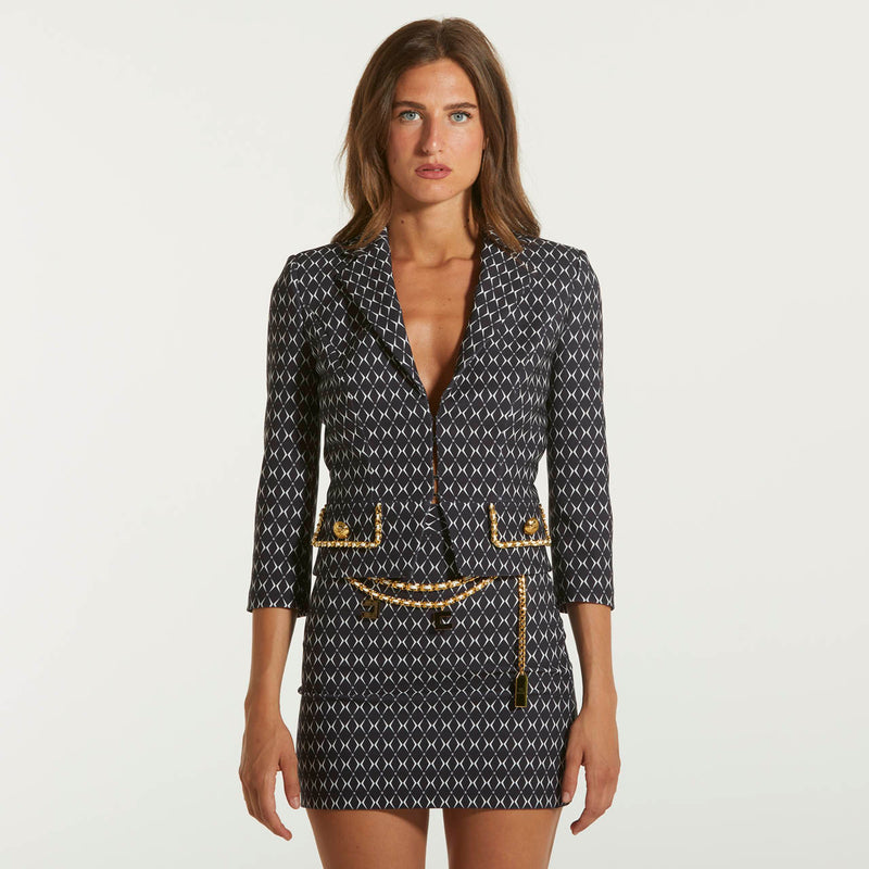 Elisabetta Franchi giacca cropped in crêpe stretch