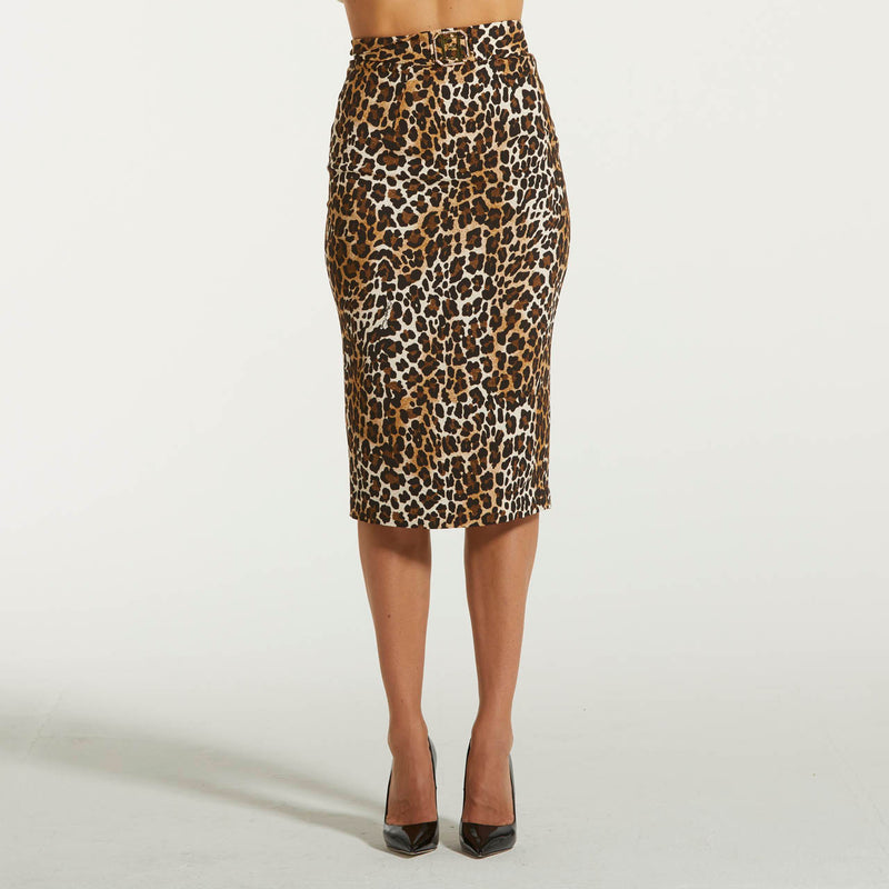 Elisabetta Franchi gonna midi in crêpe animalier