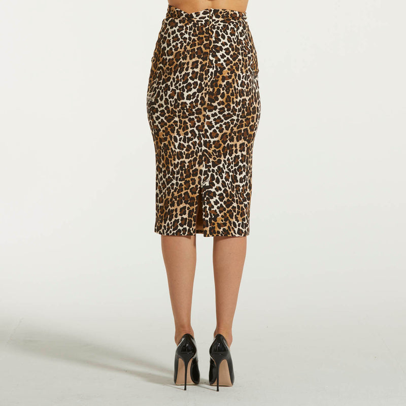 Elisabetta Franchi gonna midi in crêpe animalier