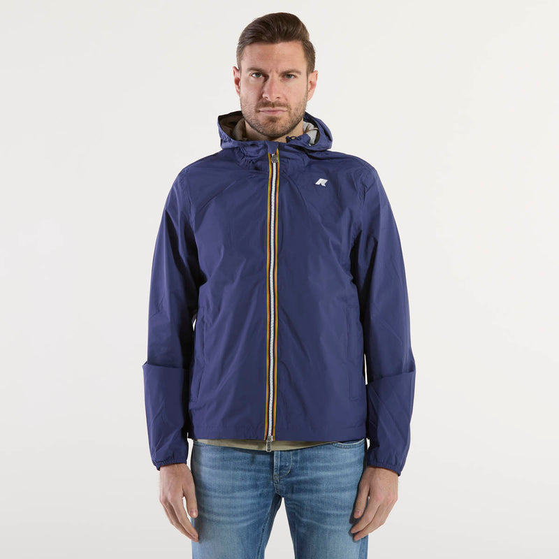 K-Way giubbotto leggero nylon blu con cappuccio