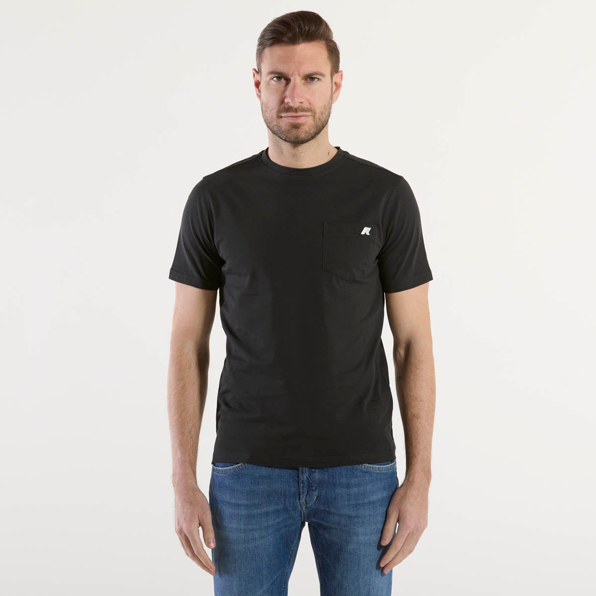 K-Way t-shirt girocollo in tessuto nero