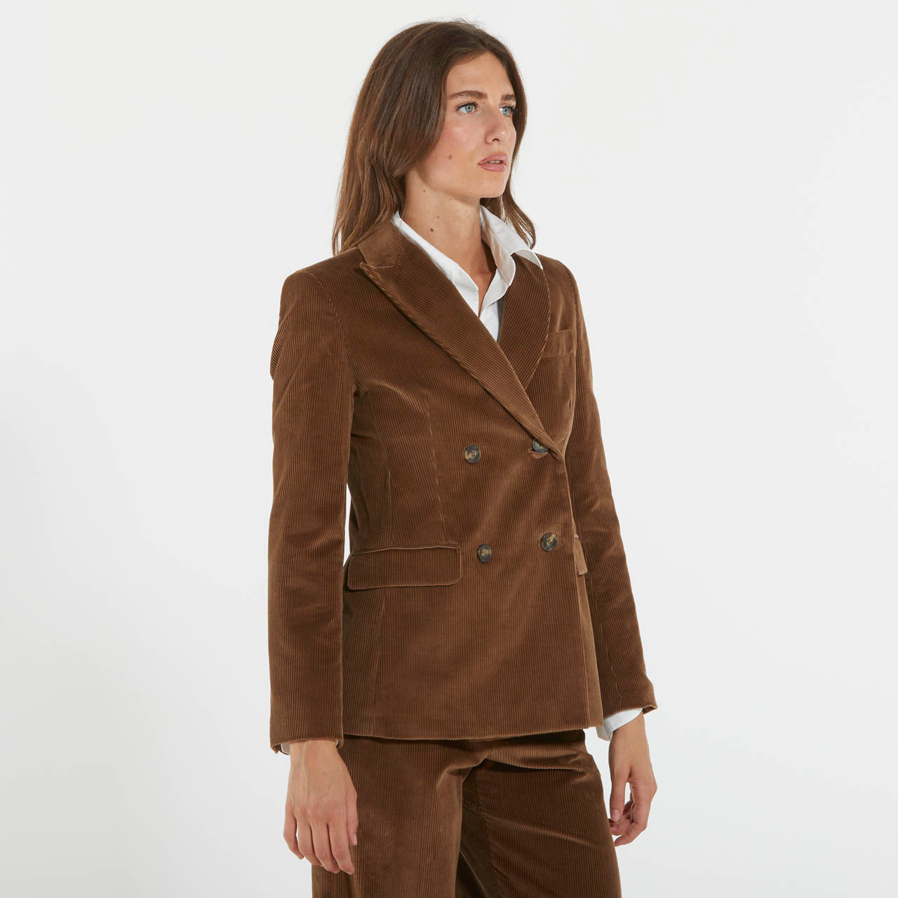 Max Mara blazer doppiopetto marrone in velluto