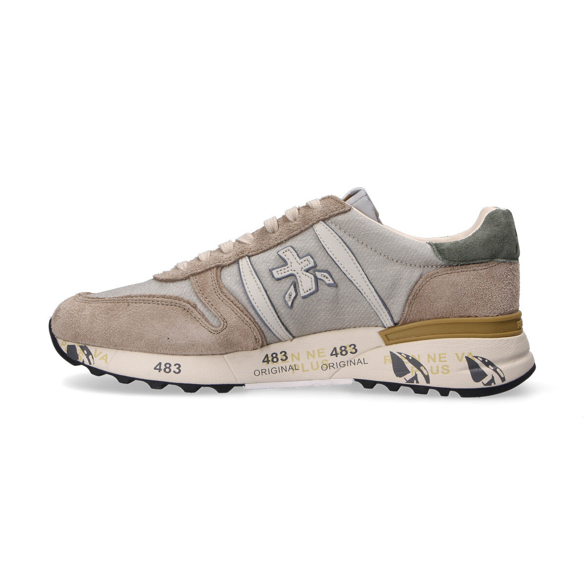 Premiata sneaker Lander beige e grigia