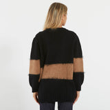 Solotre cardigan nero e cammello