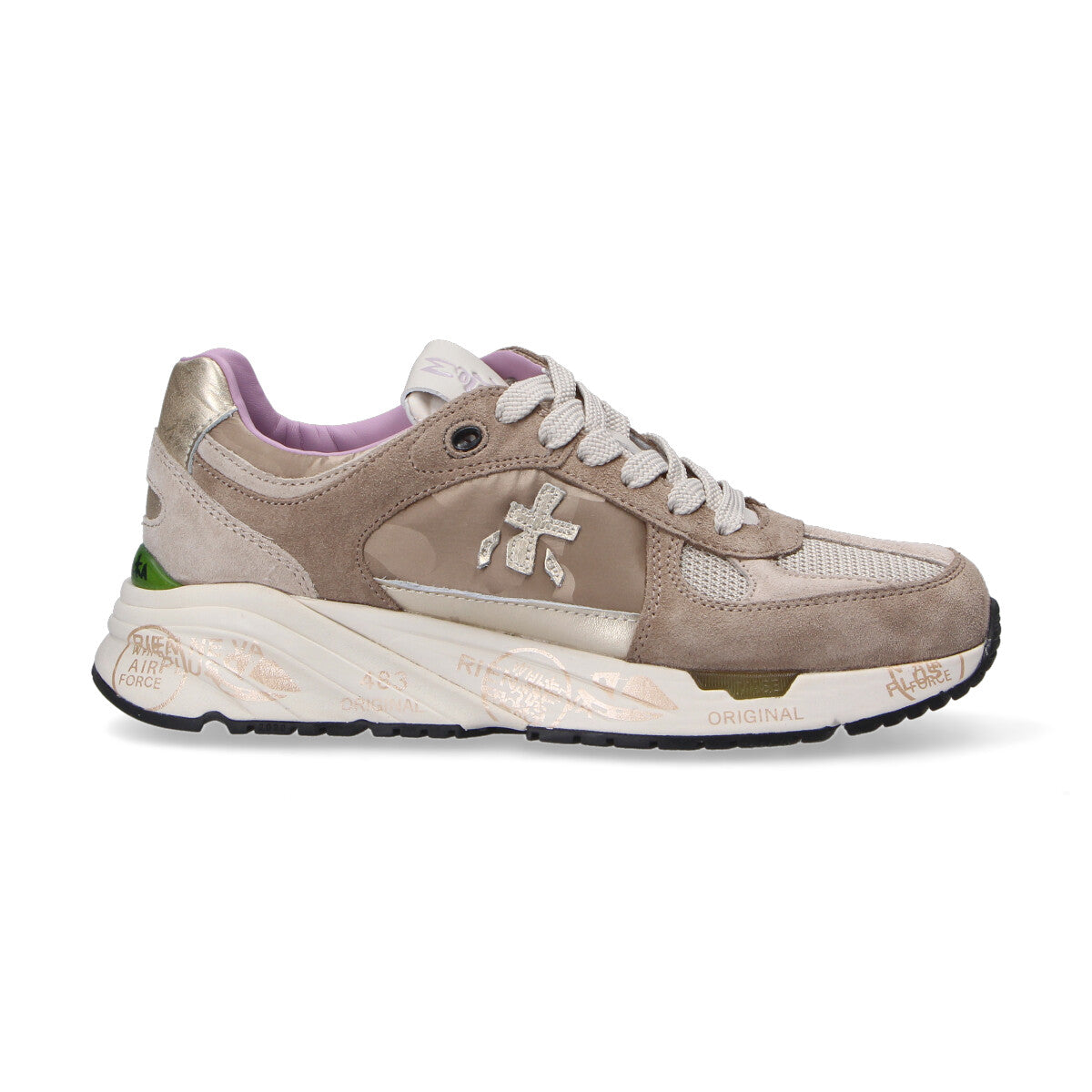 Premiata sneaker Mase beige e argento