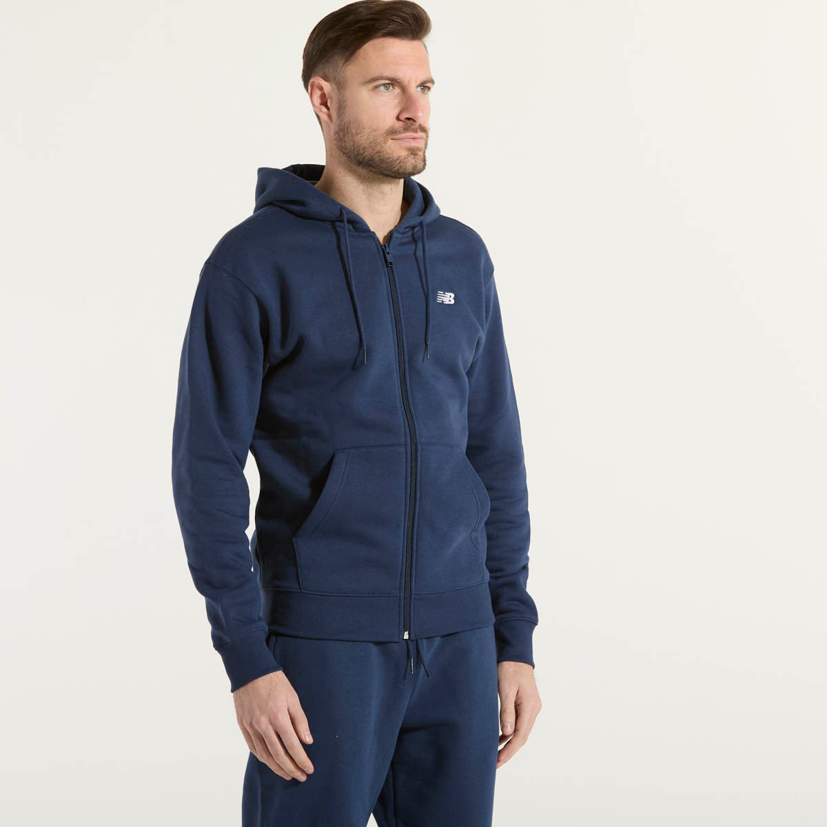 New Balance felpa zip e cappuccio blu